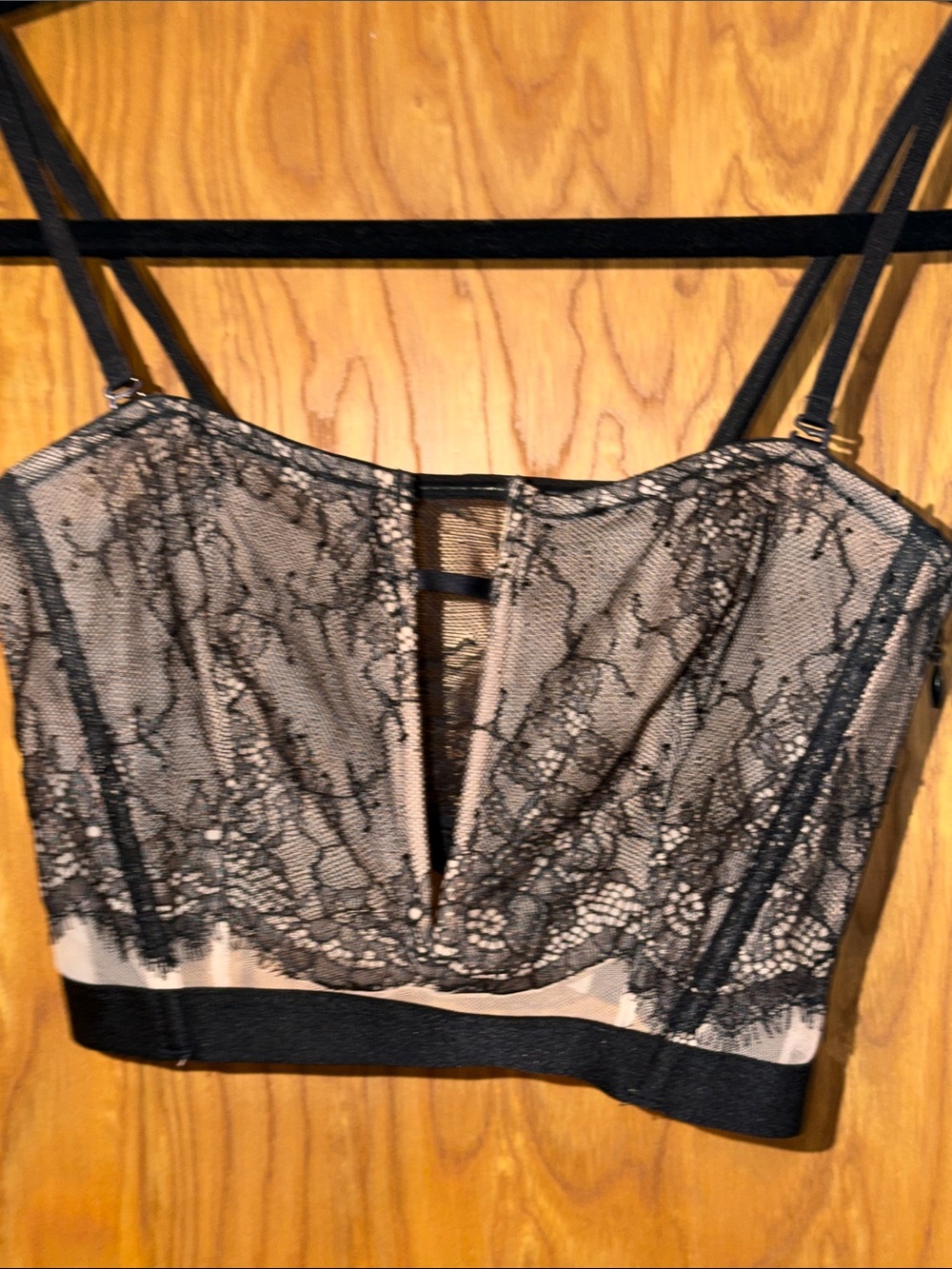 Victoria's Secret Black Lace Bralette with Nude Underlay